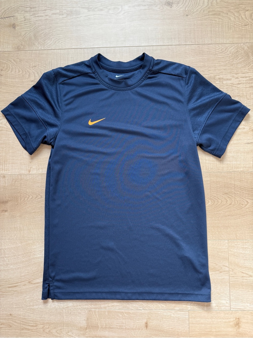Nike Men's Navy Athletic Tee with Orange Swoosh